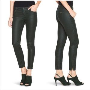 WHBM Coated Green Skimmer Jeans